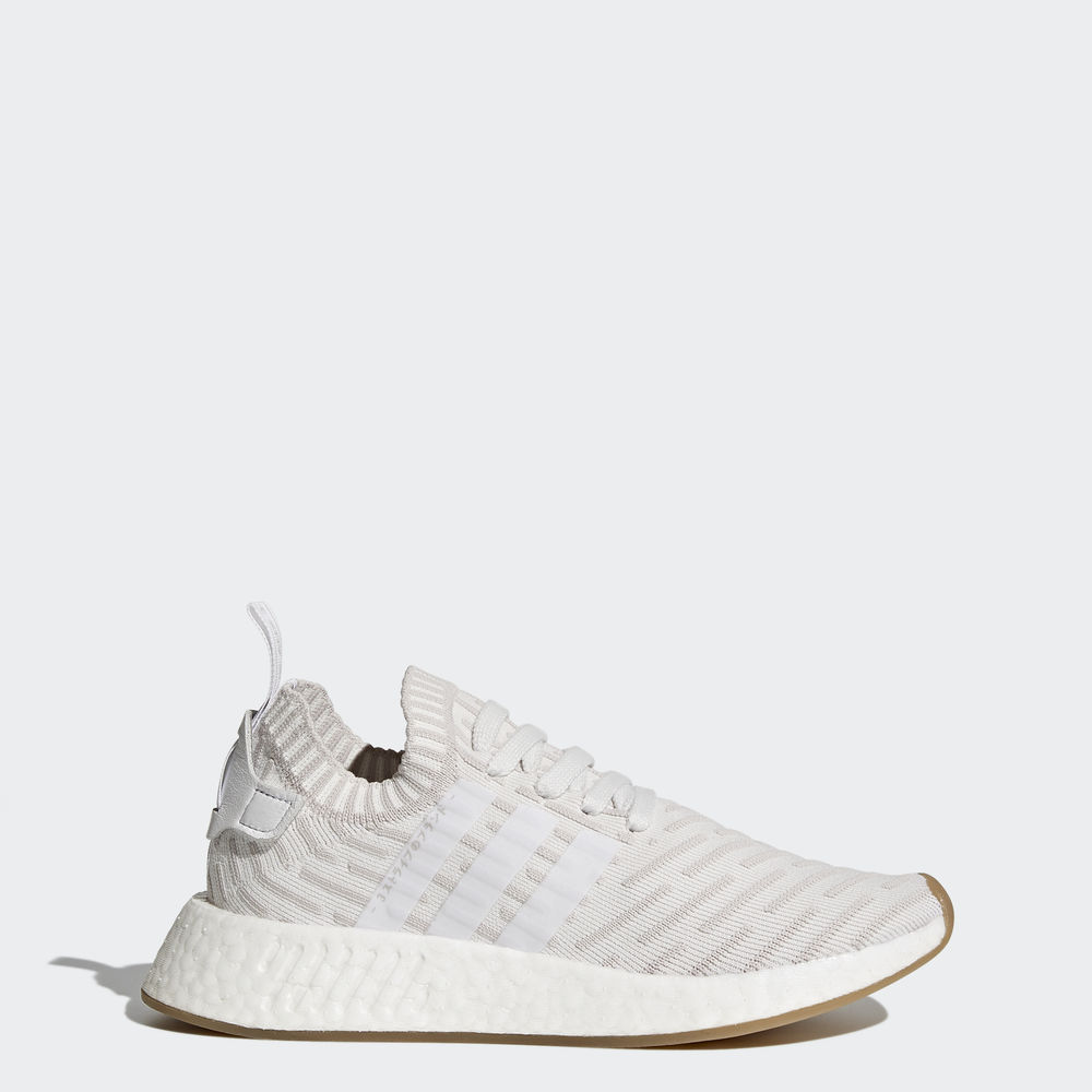 Adidas Nmd_r2 Primeknit - Originals γυναικεια - Ασπρα/Ασπρα/Ροζ,Μέγεθος: EU 36 – 54 2/3 (136TERCM)